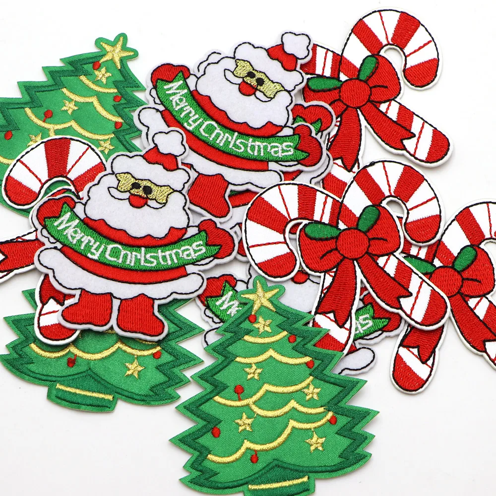 5 Stück/Set Weihnachtsgeschenke Bestickte Aufnäher Zum Aufbügeln Aufnäher Zum Aufnähen Applikationen DIY Benutzerdefinierte Namensabzeichen Dekor Reparatur-Aufnäher – Detail 2