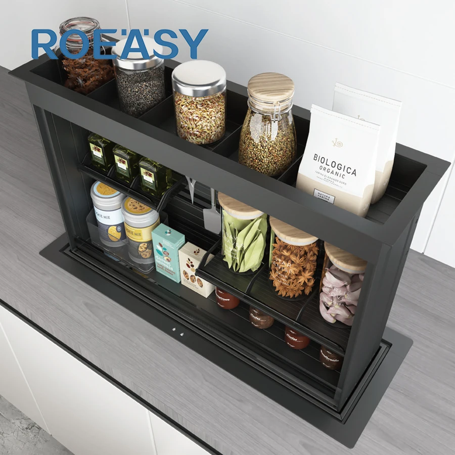 For Modern Intelligent Kitchen Automatic Cabinet Voice Control Electric Lifting Rack with Pantry Lift Basket in Cabinets