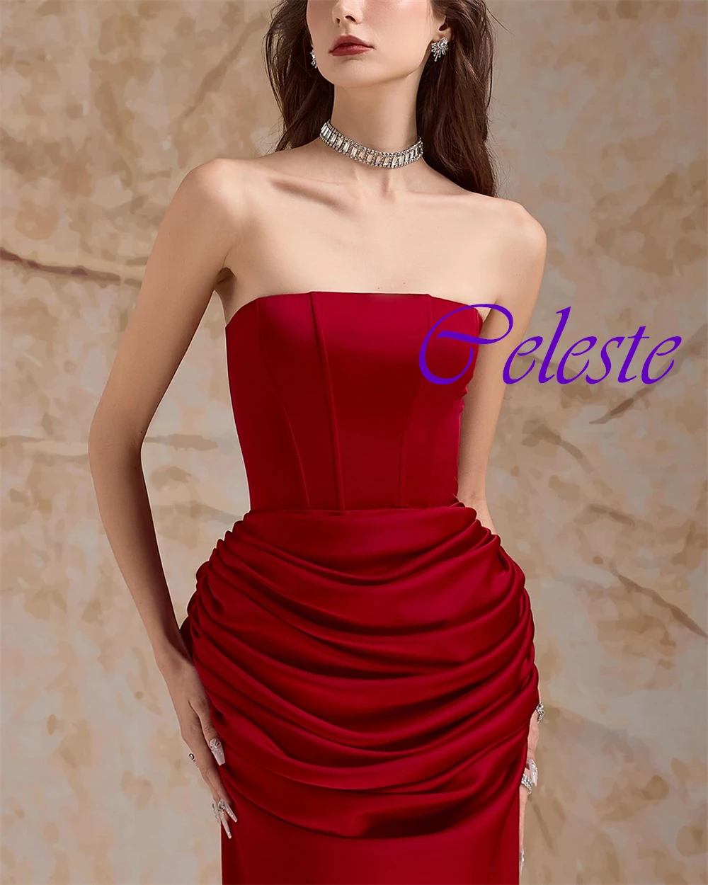 فستان سهرة فاخر من الساتان بدون حمالات مخصص، فساتين حفلة موسيقية كلاسيكية بدون أكمام، جودة عالية بطول الكاحل، فساتين مناسبة خاصة