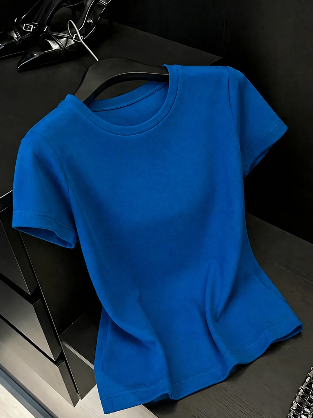 

Chic Soft round Neck Short Sleeve T-Shirt Pure Color Summer Trendy Women's Fashion Casual Loose Fit Summer 2026