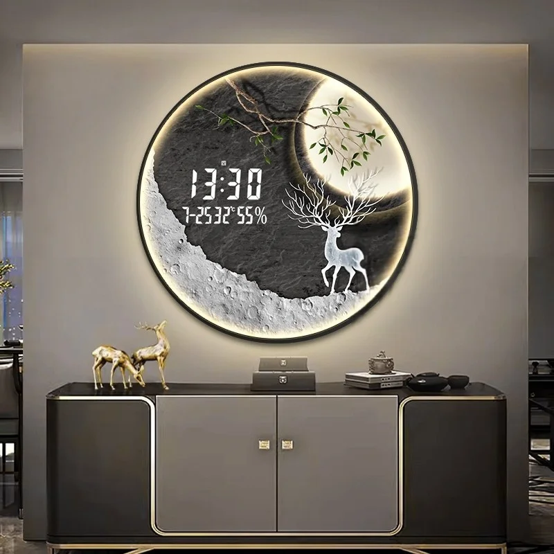 Wabi-sabi round entrance hall LED light painting advanced sense sofa background wall painting villa hotel garden light painting