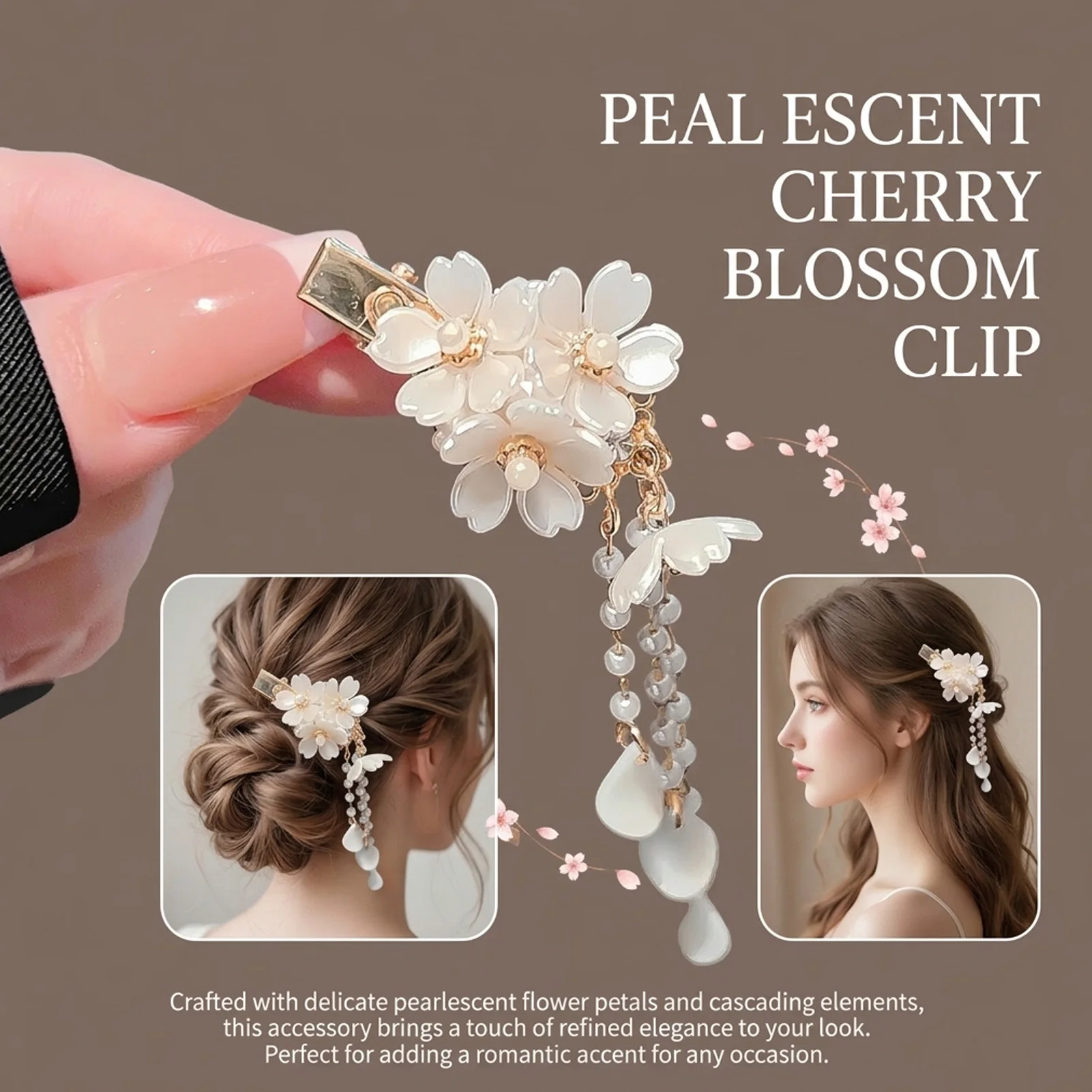 1/2 Stück Exquisite Haarspangen im Retro-Chinesischen Stil mit Blumen-Quasten, Trendige Perlen-Quasten-Haarspangen, Schmuck-Haaraccessoires – Detail 7