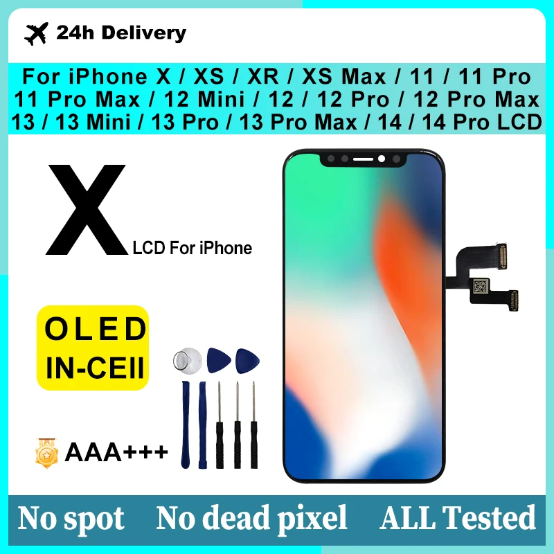 Pantalla OLED para iPhone X Display XR XS MAX LCD 3D Touch Screen Digitizer para iPhone 11 11Pro 12 Pro Max Screen 13 Mini 14 Pro LCD