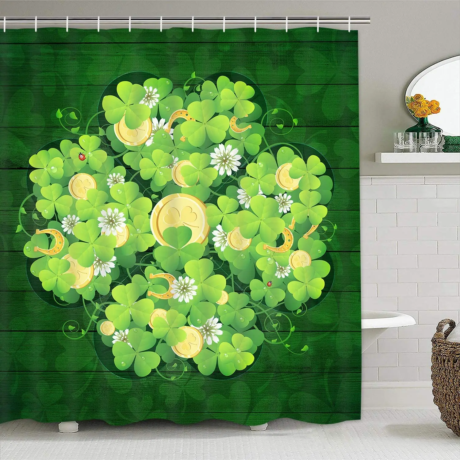 New Likiyol St. Patrick's Day Shower Curtain Shamrock Shower Curtain with Curtains Curtain Shower Curtain Bathroom Curtain