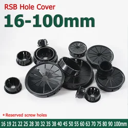 Couvercle de trou de câble noir à encliqueter, fil de bureau rond RSB, ligne de table, 16mm, 19mm, 21mm, 22mm, 25mm, 28mm, 30mm, 32mm, 35mm, 38mm, 40mm, 45mm, 50mm-100mm, 1 à 100 pièces