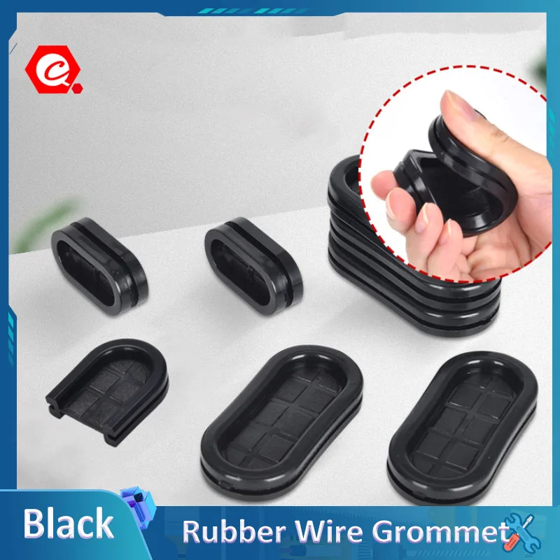 Black Oval Blanking Grommets Rubber Closed Blind Plug Bung Cable Wiring Protect Bushes