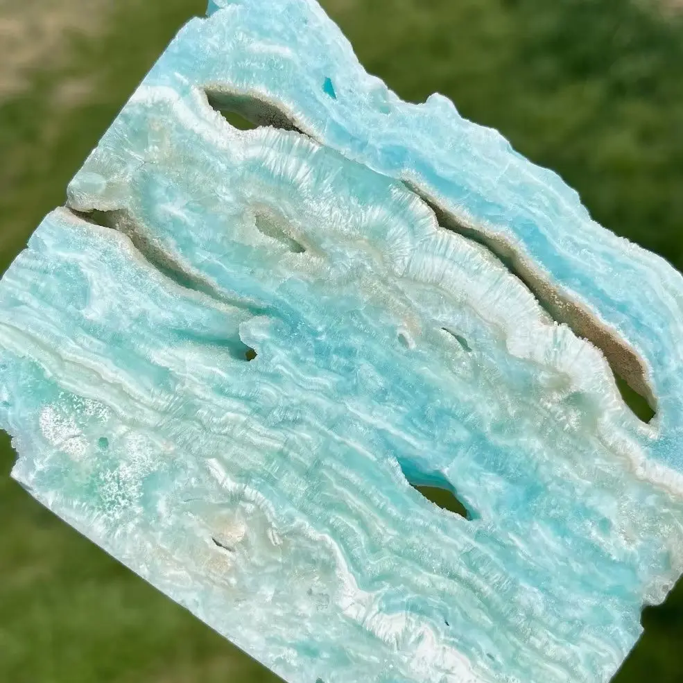Natural Hemimorphite Slate Cut Sheet Crystal Slice Raw Malachite Plate Blue Aragonite Stones Gemstone Energy Mineral Home Decor