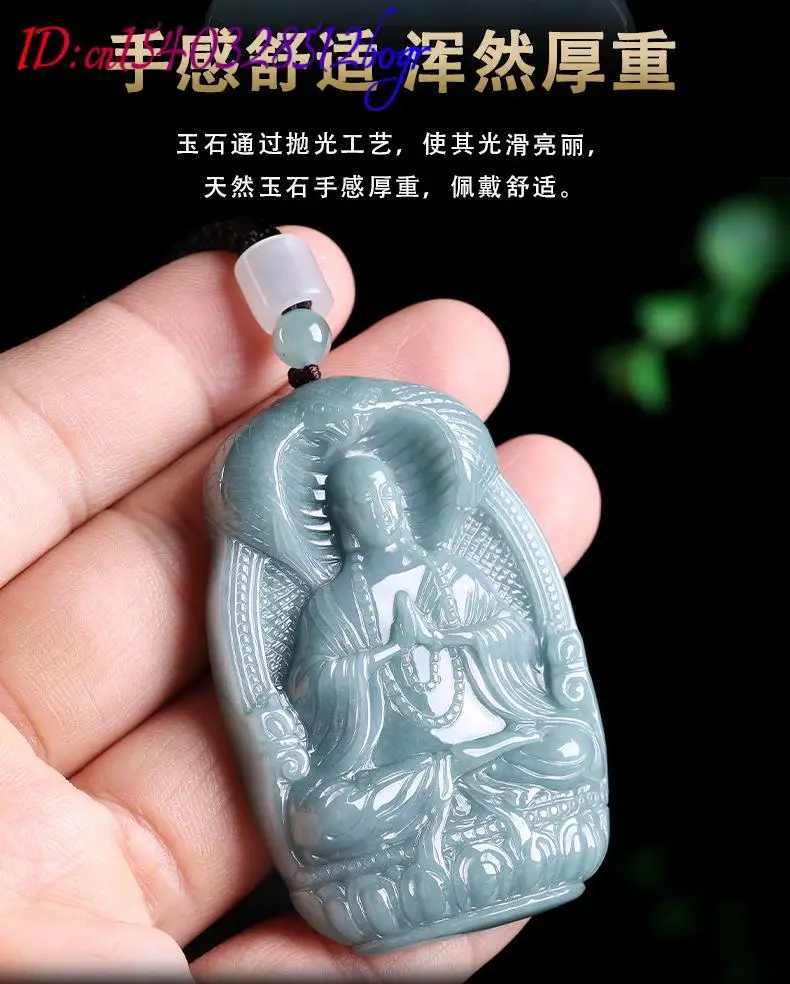 Kalung Liontin Buddha Giok Myanmar Jimat Hadiah Jimat Giok Burma untuk Wanita Jimat Ukiran Batu Permata Alami