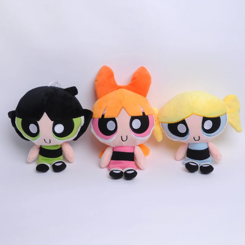 New 3pcs/lot 20cm Cartoon anime Powerpuff Girls Plush Toys Cute Blossom Buttercup Bubbles stuffed Plush dolls Gifts For Childr