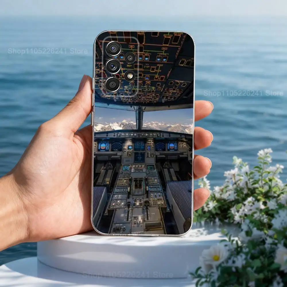 Instrumentos de arte de aviação para Samsung A30,71,51, S9,10,20, Ultra, S22,23,21,PIus,FE,Lite, Transparente, Capa de silicone