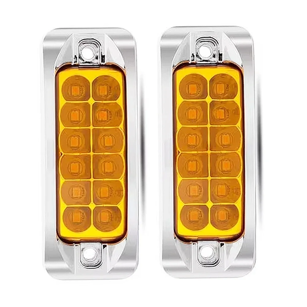 

2pcs LED Clearance Lights 12/24V Amber, Side Marker Turn Signal & Warning Lamps for Truck Trailer & RV