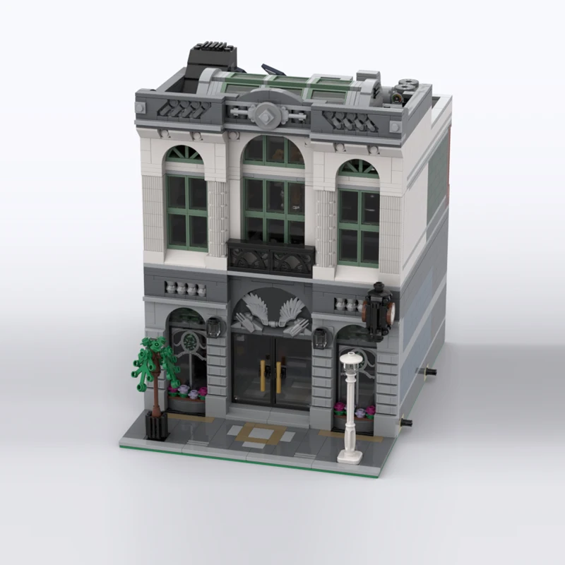 مدينة شارع عرض نموذج MOC قوالب بناء بنك الطوب بدون زاوية وحدات التكنولوجيا الأطفال هدايا العيد تجميع لعبة البدلة