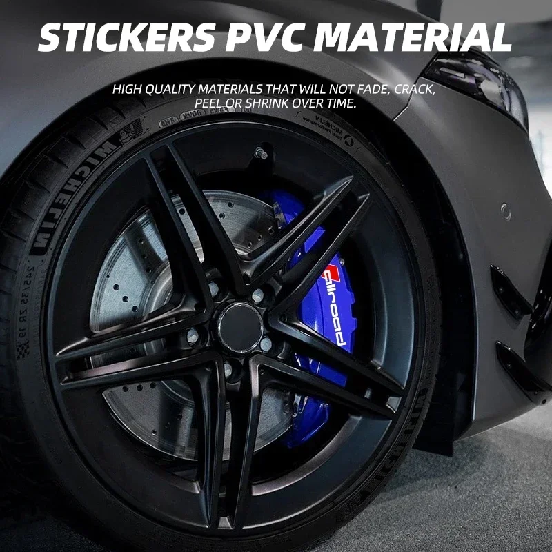 6pcs Heat Resistance Caliper Decals Allroad Car Wheel Rim Sticker Sport For Audi allroad A3 A4 B8 8P 8V B6 A5 A6 C7 Q5 B9 B7 C6 view 2