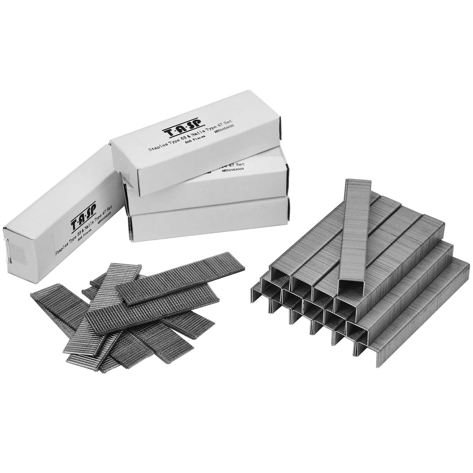 TASP 2000pcs Staples & Nails, 10mm Type 53 1600pcs, 14mm Type 47 400pcs for Electric Stapler Nail Gun MESG45 Cordless Tacker