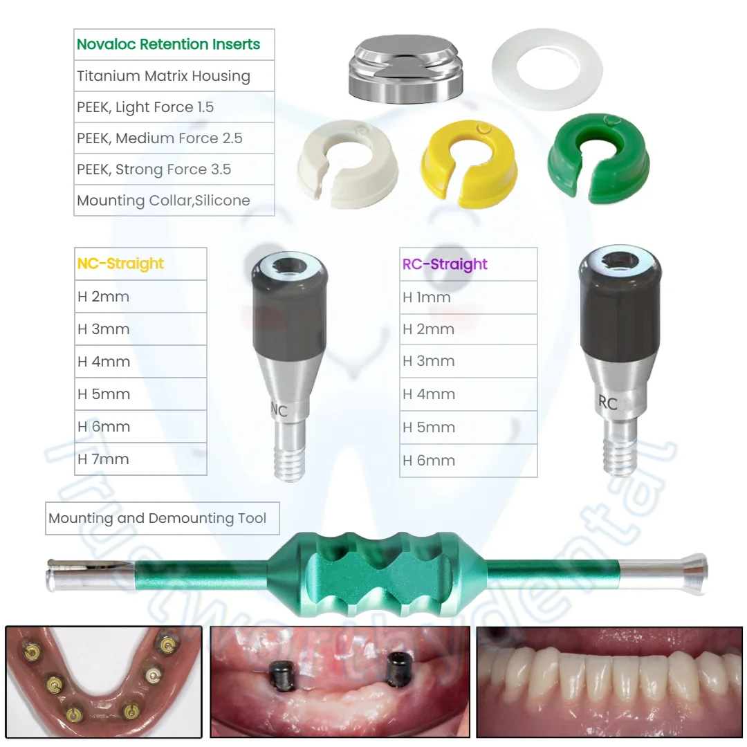Dental Novaloc Type Retention Caps Abutment Straight ADLC Fit ITI Retention Inserts Peek Mount&Demount
