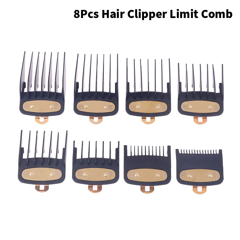 

8Pcs Professional Limit Comb Cutting Guide Combs 1.5/3/4.5/6/10/13/19/25MM Set For Hair Clipper