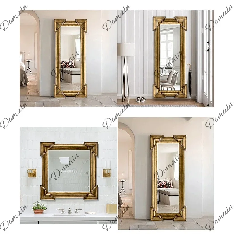 A81 Vintage European Square Full Length Floor Mirror Antique Dressing Wall Mounted For Bedroom & Living