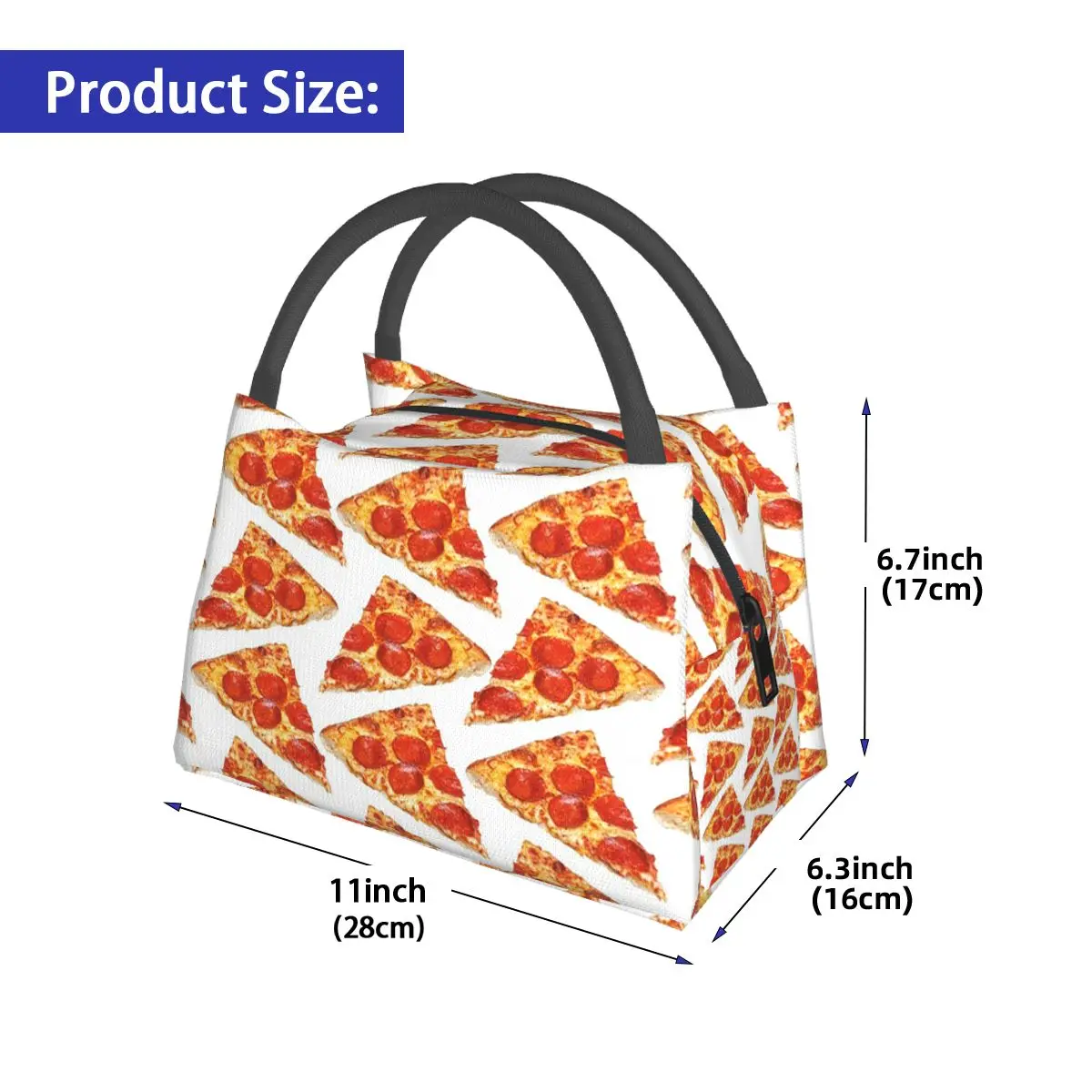 Pizza Slice Pattern Insulated Lunch Bag for Women Kids Portable Food Boxes Thermal Lunch Box Tote