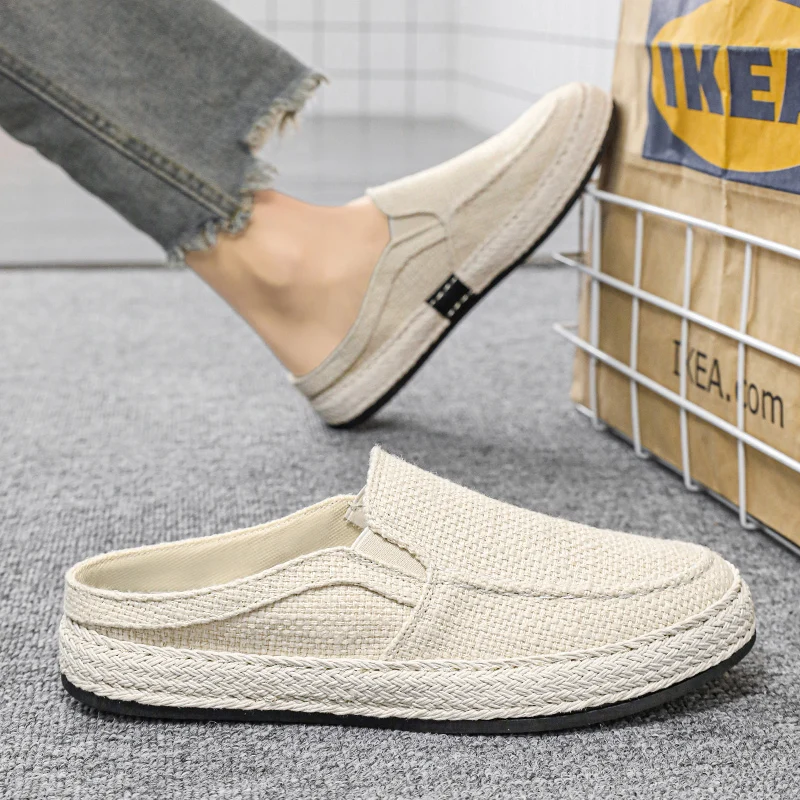 men half slippers Fashion Mesh Breathable Men Outdoor Hard-wearing Casual Shoes Soft Slip-on Footwear All-match Flats men shoes