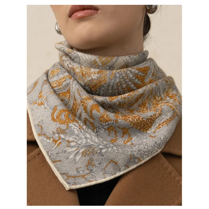 

Double Face Printing Women Soft Scarf 65CM Shawls Winter Warm Wool Luxury Silk Scarves Mother Christmas Gift Women