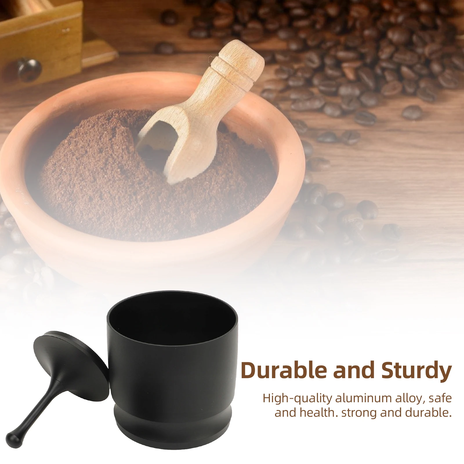 

58mm Aluminium Alloy Coffee Powder Picker Dosing Cup with Dosing Ring Coffee Powder Receiver Container Press Coffee