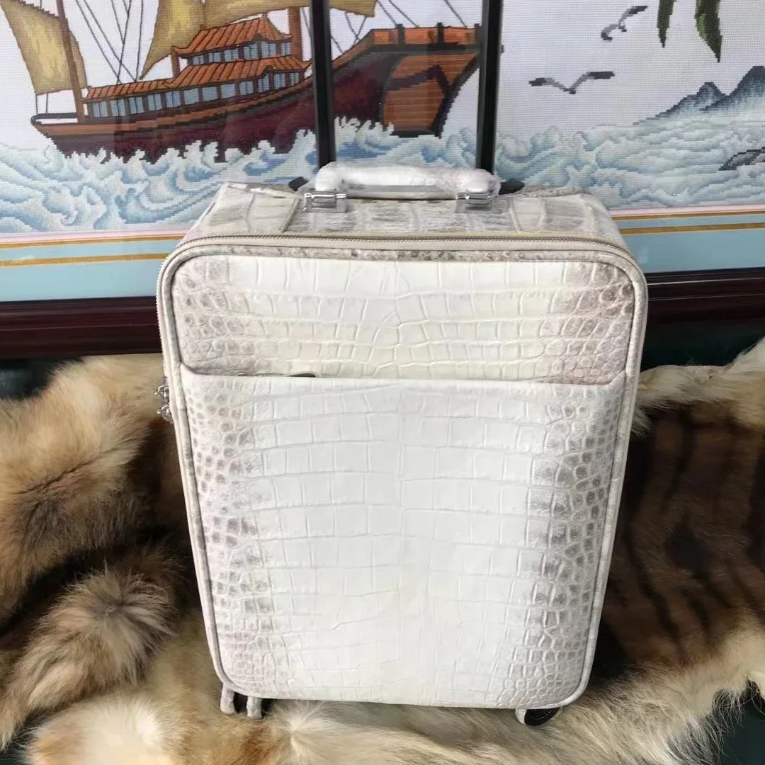 

high quality Luggage bag, airplane trolley case smart suitcase genuine leather travel luggage