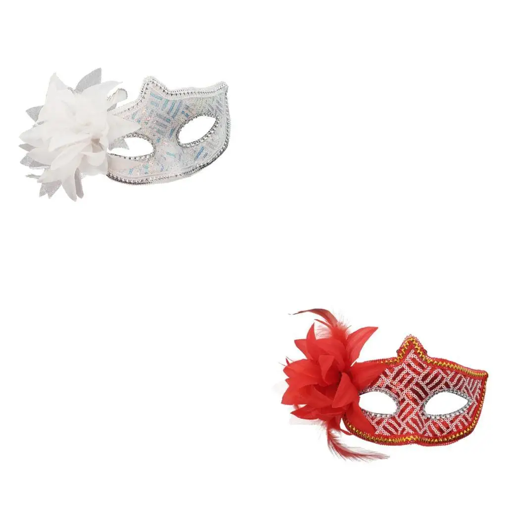 

39BD Elegant Side Flower Rhinestones Mask Breathable Face Mask Comfortable Wear Theatrical Use Costume Role Play Mask