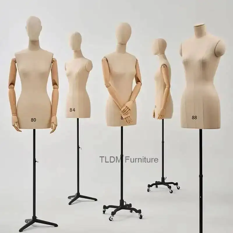 

Женский современный цельный портновский манекен для свадебных и повседневных платьев, полуторс, с деревянной подставкой для демонстрации R