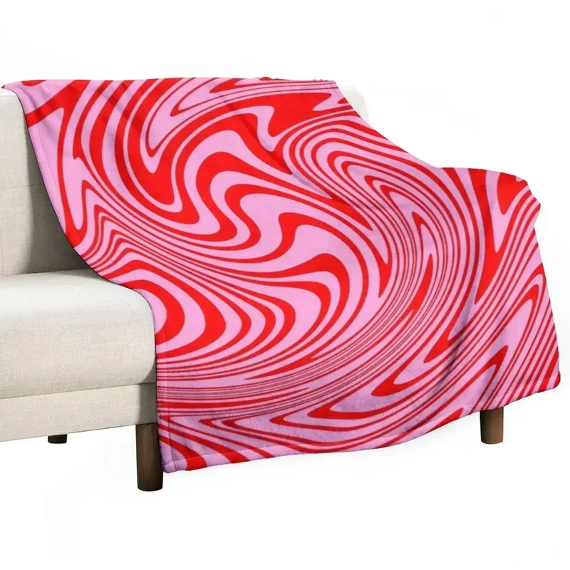 Retro Swirl Pink Groovy Abstract Pattern Throw Blanket For Sofa Thin Flannels Sleeping Bag Nap Blankets