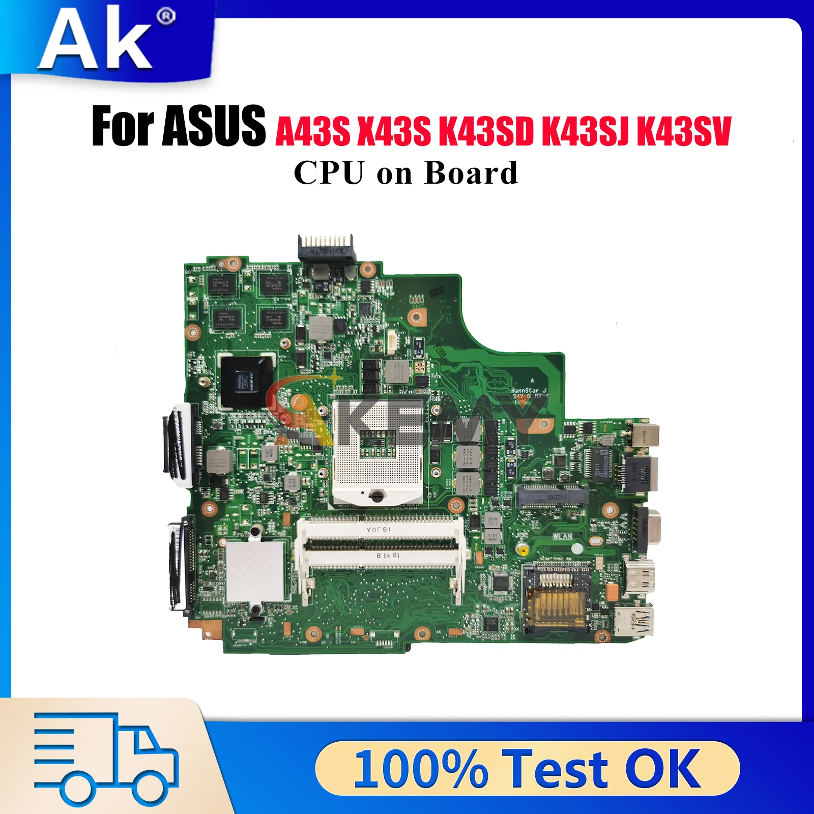 

K43SD Материнская плата для ноутбука ASUS K43SV K43SJ X43S A43S K43S K43SD K43SM Материнская плата для ноутбука с процессором tests ОК быстрая доставка stk