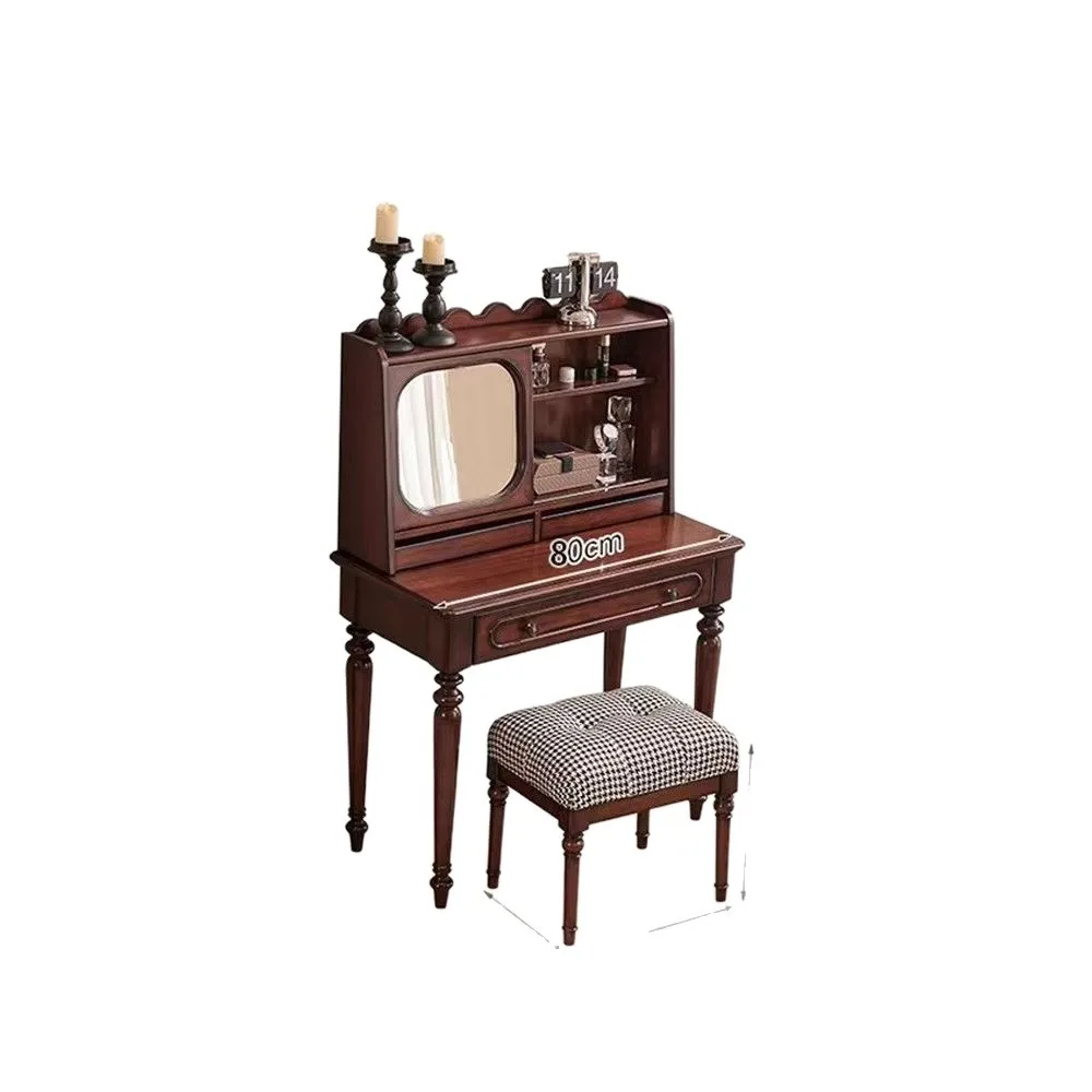 Retro solid wood dresser master bedroom with mirror French antique style bedroom small apartment drawer makeup table