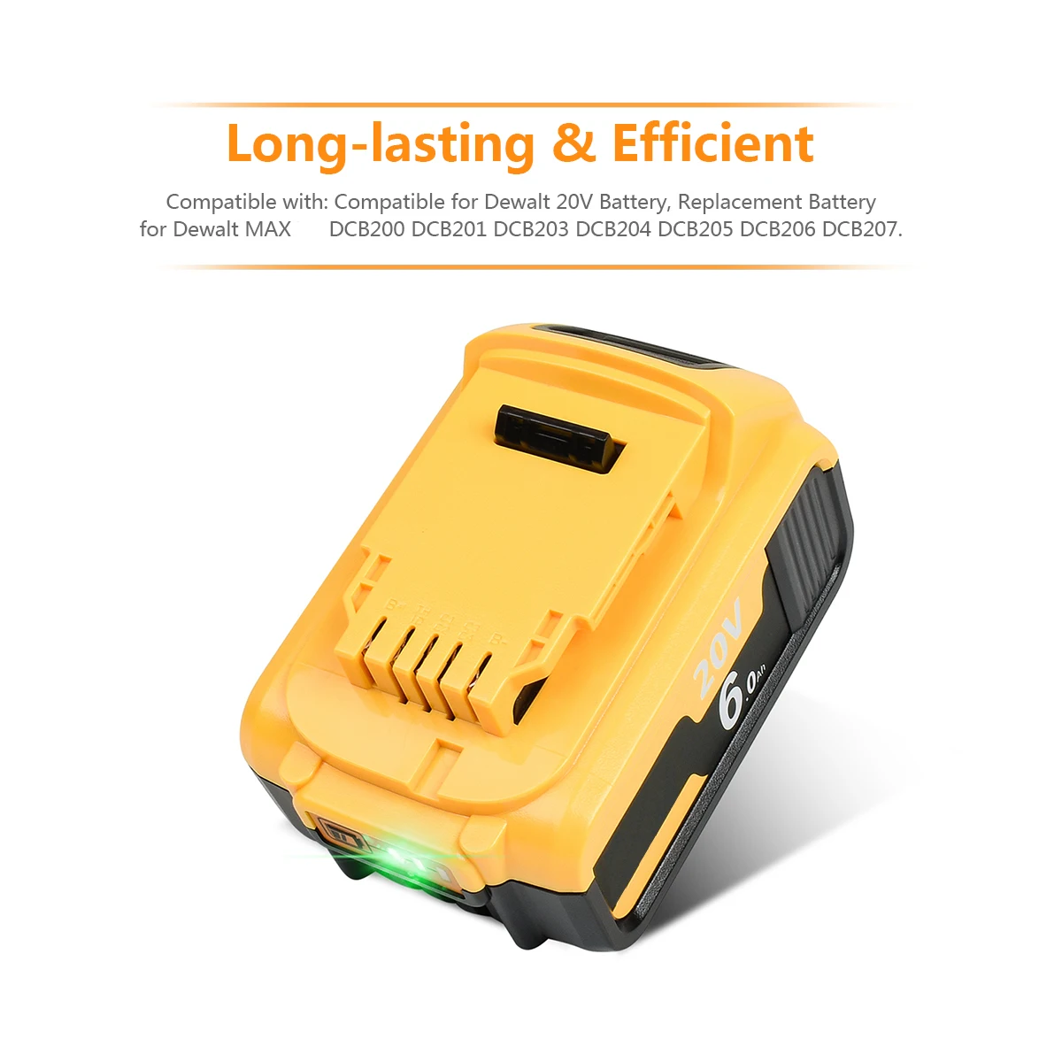 Powtree 18V/20V Batteria Per Dewalt DCB200 6.0Ah/9.0Ah MAX XR strumenti di Ricambio Per DCB180 DCB181 DCB182 DCB201 DCB200 DCB204