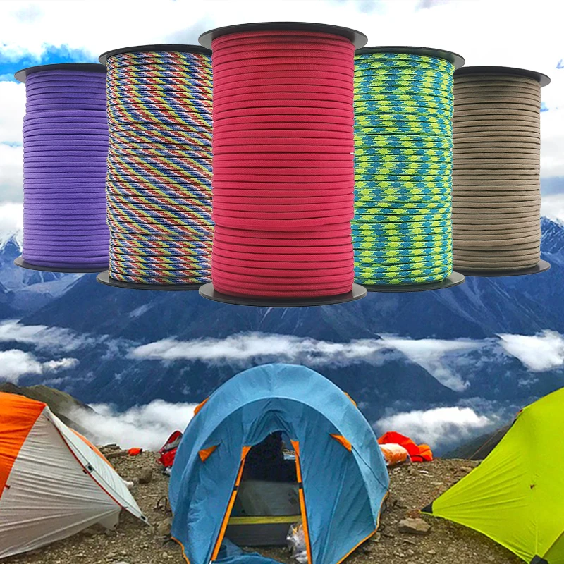 50/100M 7-adriges Fallschirmseil 550 4mm Outdoor Polyester Parachute-Seil Camping Überlebens-Zeltseil Gebündelte Wäscheleine – Detail 5