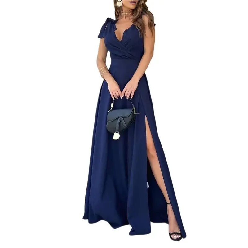 

CYL-Женское вечернее платье с V-образным вырезом, без рукавов, с разрезом, для коктейльных вечеринок и выпускных балов, длинное.