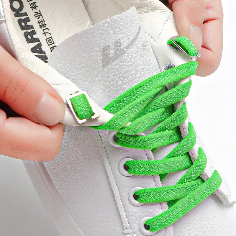 1 Pair No Tie Shoe Laces Metal buckle lock Elastic Shoelaces For Sneakers Convenient Fast Lazy Shoes Lace Accessories