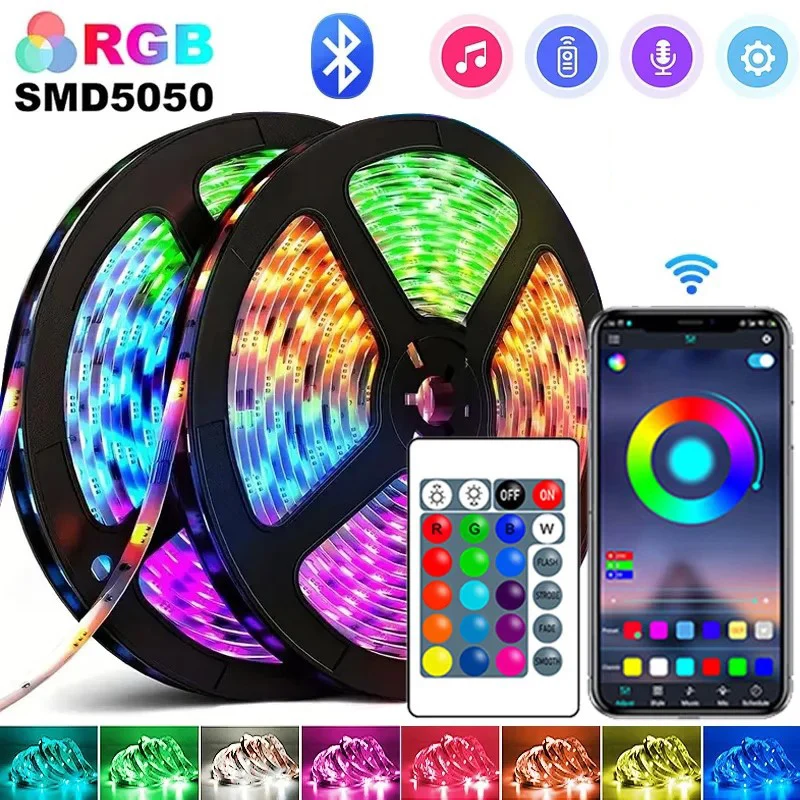 Taśma LED USB 5M RGB 5050 Bluetooth APP Control Samoprzylepna USB 5V Ice String Podświetlenie TV Ściana Dekoracja Pokoju Lampa Wstążka