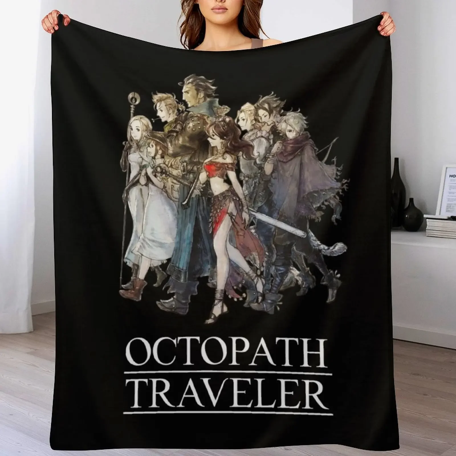 

Octopath Traveler - Travelers Logo [w/ White Text] Throw Blanket Cozy Sofa Blanket for TV Watching Napping