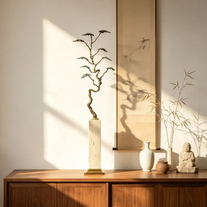 Welcome pine copper ornaments, living room entrance niche office, high-end home accessories, opening housewarming gifts