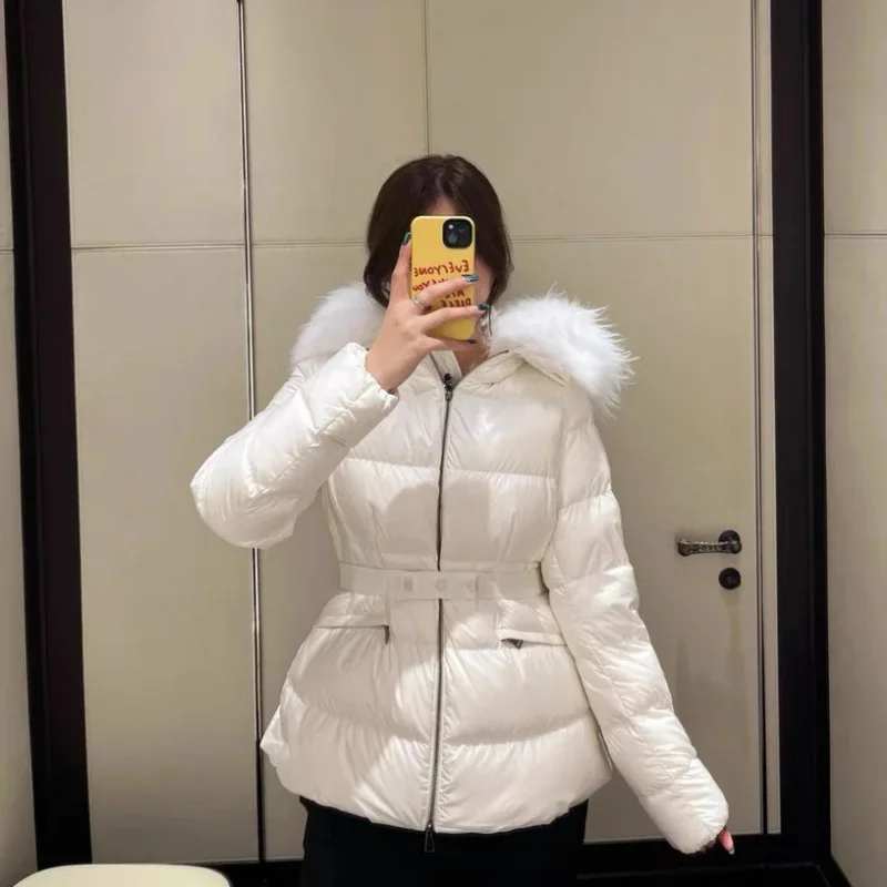 Moncl*r Winter Womens White Goose Down Jacket Warm Hooded Slim Fit Puffer Jacket Coat Male Casual High Quality Overcoat Thermal