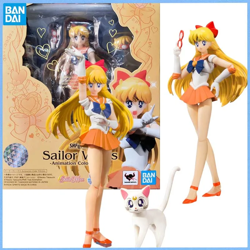 

BANDAI SPIRITS SAILOR MOON SHF SAILOR VENUS Анимационная цветная фигурка аниме Передвижная игрушка Аниме Периферийная кукла для коллекционеров
