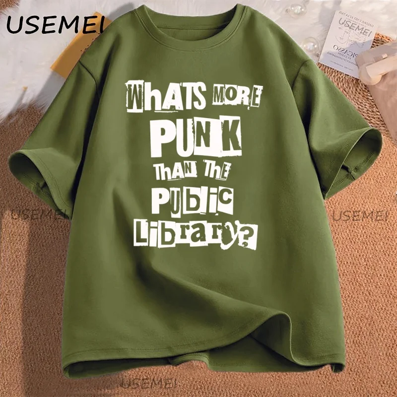 What's More Punk Than The Public Library T-shirt Casual Cotton Short Sleeve Gothic Librarian Bookish T Shirt Women's Streetwear