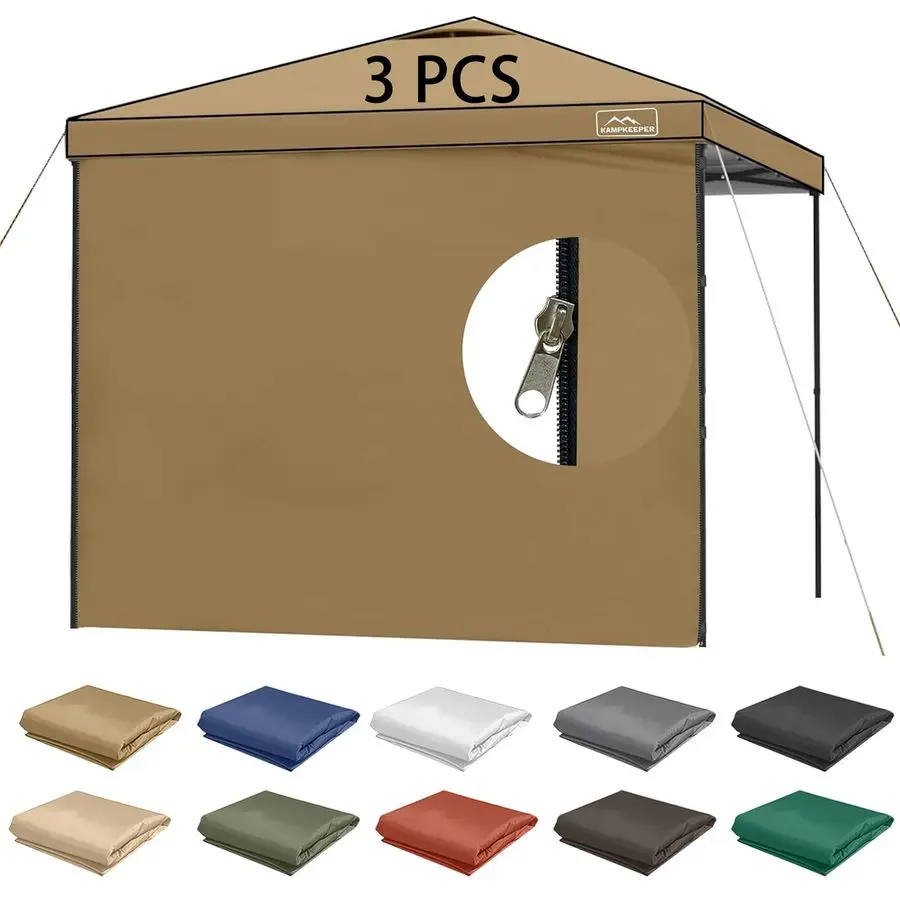 

10X10 Canopy Tent Sidewalls with Zipper for Canopy Frame, 3Pcs Sunwalls Only, UPF50 Waterproof Side WallsKhaki