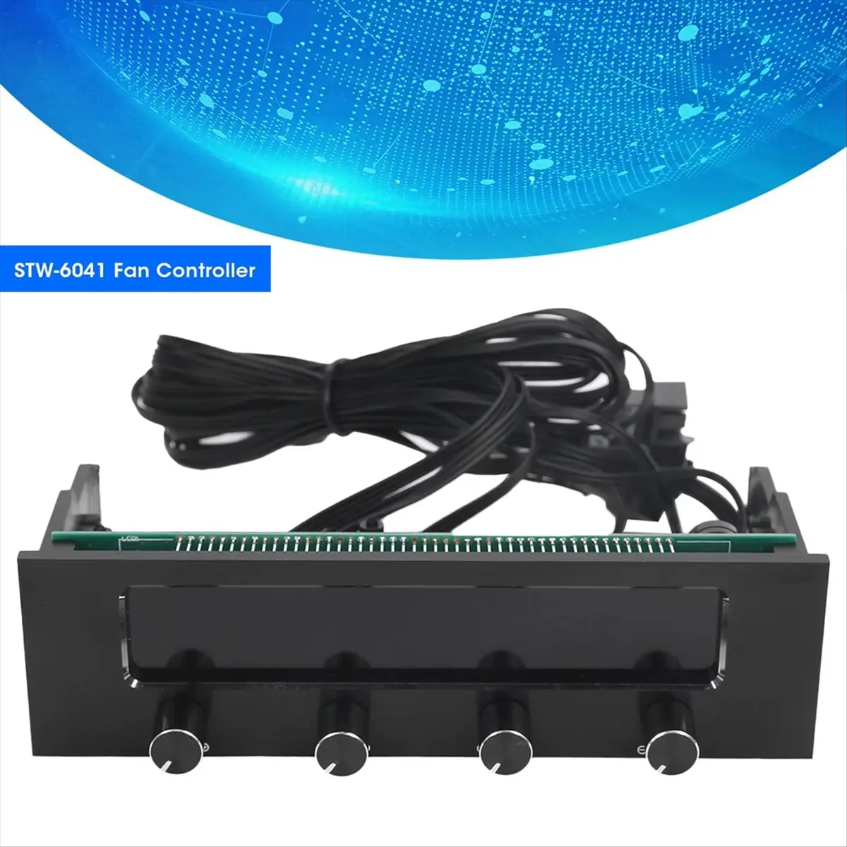 Stable- CPU Fan Controller Multifunctional CPU 4-Channel Front Panel with LCD Display for Desktop Computer