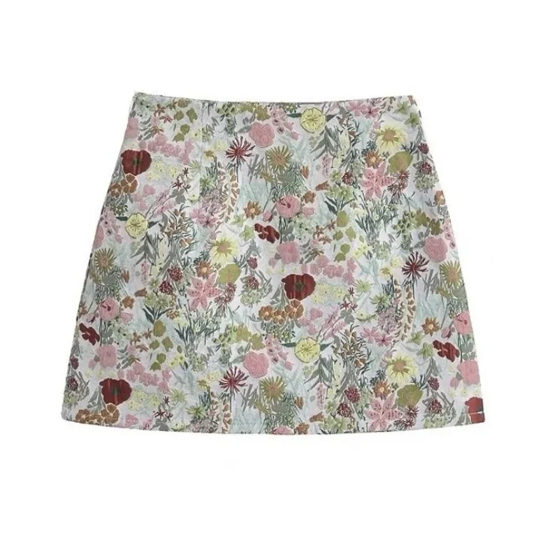 Summer Green Pink Flower Skirt for Women Fashion Sweet All-match Bodycon A-line Skirts Subcultural Faldas Mujer Moda 2026