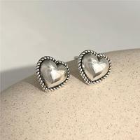 925 Sterling Silver Heart Small Stud Earrings For Women Wedding Luxury Jewelry Accessories Wholesale 2024 Trend Jewellery