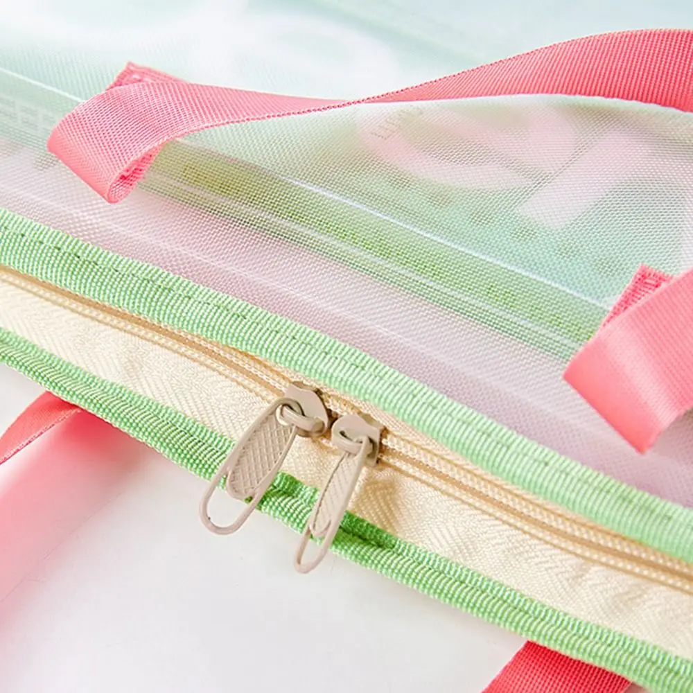 Candy Color Test Paper Storage Bag Visible Multifunctional Zipper Mesh Bags Portable Dustproof Student Tote Bags