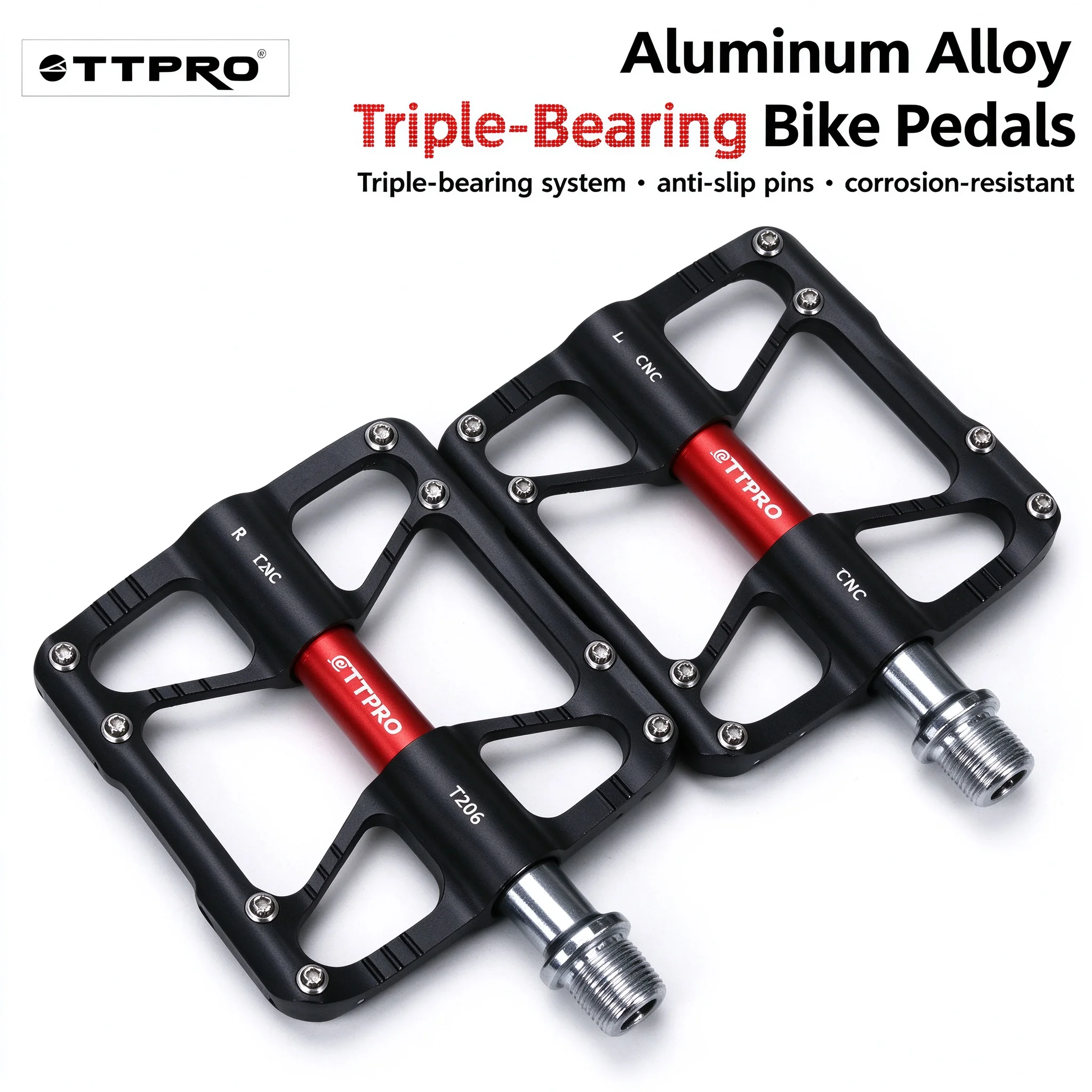 TTPRO Bicycle Pedals Quick Release Aluminium MTB Road Cycling Pedals Rainproof Seal Bearing 8.5cm Widened Non-slip Bike Pedal