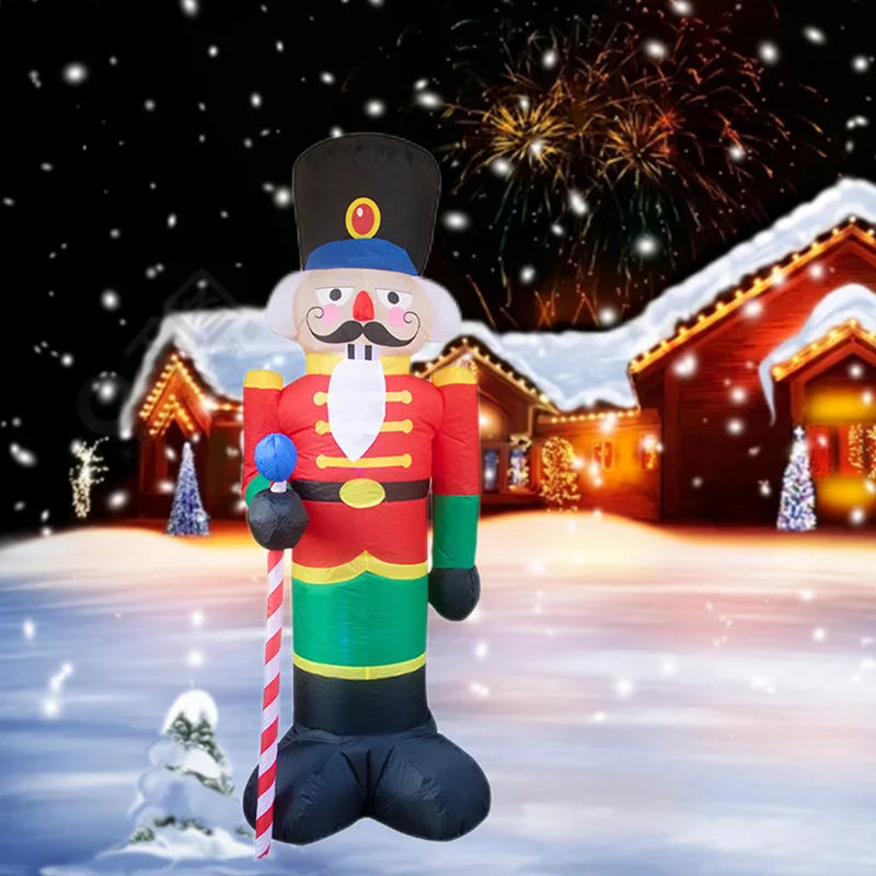 Giant Christmas Inflatable Nutcracker Soldier With Led Light Garden Inflatable Christmas Outdoor Decorations Xmas Party New Year