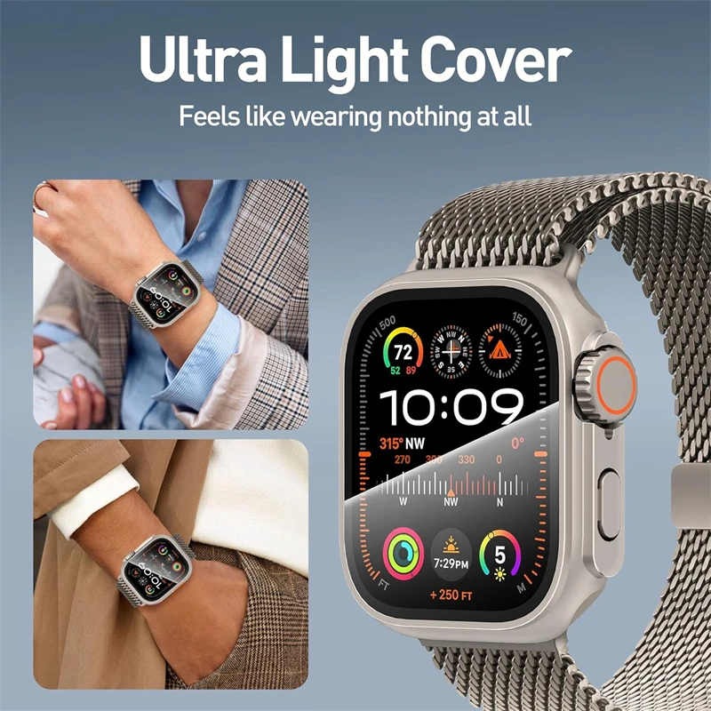 Glass+Case For Apple Watch Case 45mm 44mm 41mm 40mm 42mm 38mm Screen Protector Appearance Upgrade to Ultra iwatch 9 8 7 6 SE 5 3
