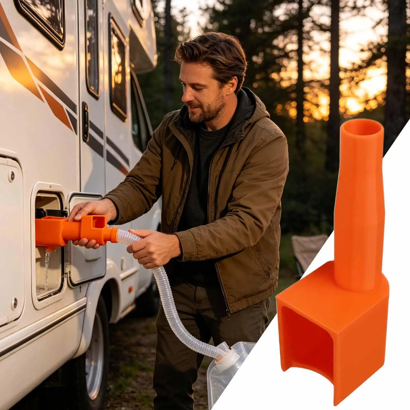 Camper Fresh Water Fill Funnel Wide Mouth Portable Spill-Proof Travel Trailer Water Tank Funnel For Trailer Camper Campervan Van - view 4